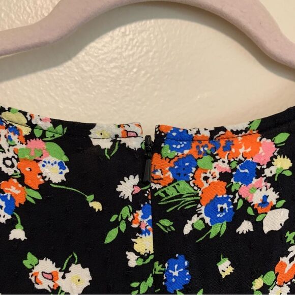 Boden Crew Neck Fit N Flare Dress Black Wild Cluster Floral Dress size 12 long - Picture 6 of 8